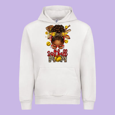 Softball Mom Afro Messy Bun Urban Hoodie Designed By Texasbilliewilder