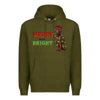 Army Green merry and bright labrador Premium Hoodie - RanaPortraitStore
