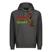 Charcoal Heather merry and bright labrador Premium Hoodie - RanaPortraitStore