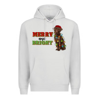 Dove Grey merry and bright labrador Premium Hoodie - RanaPortraitStore