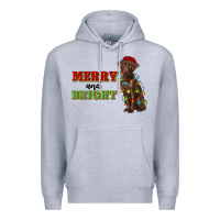 Heather Grey merry and bright labrador Premium Hoodie - RanaPortraitStore