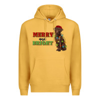 Mustard merry and bright labrador Premium Hoodie - RanaPortraitStore