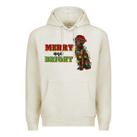 Oatmeal Heather merry and bright labrador Premium Hoodie - RanaPortraitStore
