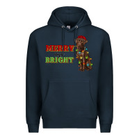 Navy merry and bright labrador Premium Hoodie - RanaPortraitStore