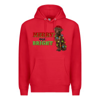 Red merry and bright labrador Premium Hoodie - RanaPortraitStore