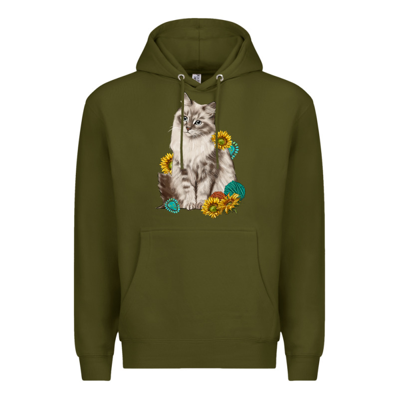 Siberian Cat Sunflower And Gemstone Premium Hoodie by texasbilliewilder | Teevron