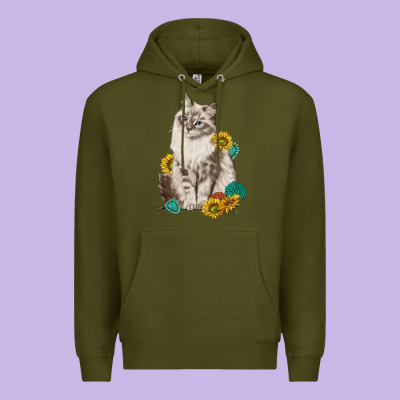 Siberian Cat Sunflower And Gemstone Premium Hoodie Designed By Texasbilliewilder