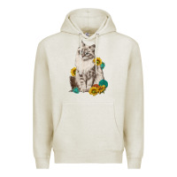 Oatmeal Heather siberian cat sunflower and gemstone Premium Hoodie - texasbilliewilder