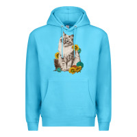 Ocean Blue siberian cat sunflower and gemstone Premium Hoodie - texasbilliewilder