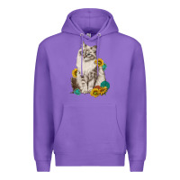 Purple siberian cat sunflower and gemstone Premium Hoodie - texasbilliewilder