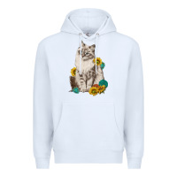 White siberian cat sunflower and gemstone Premium Hoodie - texasbilliewilder