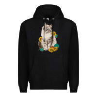 Black siberian cat sunflower and gemstone Premium Hoodie - texasbilliewilder
