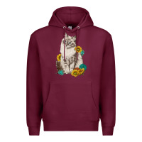 Burgundy siberian cat sunflower and gemstone Premium Hoodie - texasbilliewilder