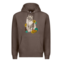 Coffee siberian cat sunflower and gemstone Premium Hoodie - texasbilliewilder
