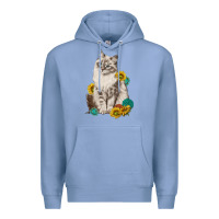 Colony Blue siberian cat sunflower and gemstone Premium Hoodie - texasbilliewilder