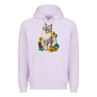 Lilac siberian cat sunflower and gemstone Premium Hoodie - texasbilliewilder