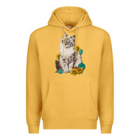 Mustard siberian cat sunflower and gemstone Premium Hoodie - texasbilliewilder