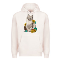 Pale Pink siberian cat sunflower and gemstone Premium Hoodie - texasbilliewilder