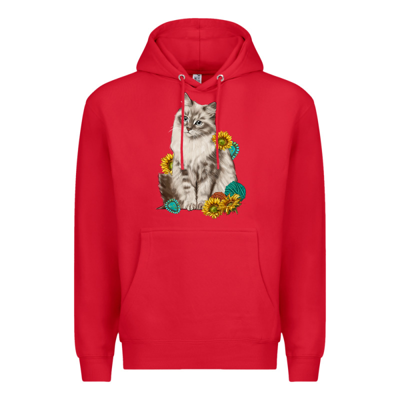 Siberian Cat Sunflower And Gemstone Premium Hoodie by texasbilliewilder | Teevron