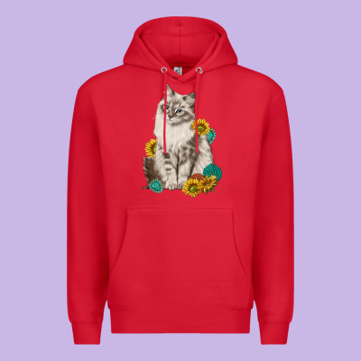 Siberian Cat Sunflower And Gemstone Premium Hoodie Designed By Texasbilliewilder