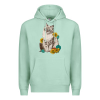 Seafoam siberian cat sunflower and gemstone Premium Hoodie - texasbilliewilder