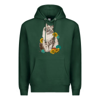 Sports Green siberian cat sunflower and gemstone Premium Hoodie - texasbilliewilder