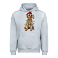 Heather Grey cockapoo with christmas lights Urban Hoodie - RanaPortraitStore