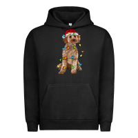Pigment Black cockapoo with christmas lights Urban Hoodie - RanaPortraitStore