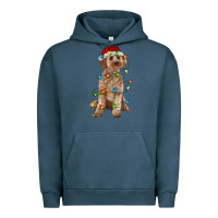 Pigment Midnight Navy cockapoo with christmas lights Urban Hoodie - RanaPortraitStore