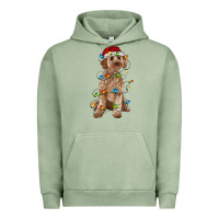 Pigment Oil Green cockapoo with christmas lights Urban Hoodie - RanaPortraitStore