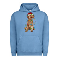 Pigment Pebble Blue cockapoo with christmas lights Urban Hoodie - RanaPortraitStore