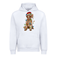 White cockapoo with christmas lights Urban Hoodie - RanaPortraitStore