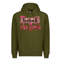 Army Green football grandma with leopard Premium Hoodie - Zillion Design Studio