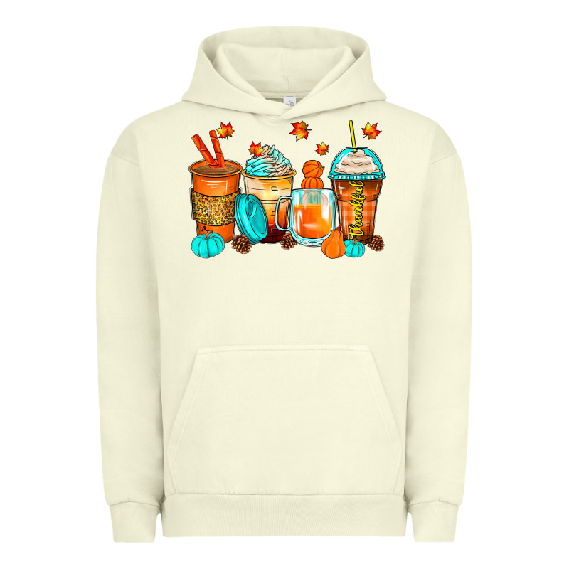 Thankful Coffee Cups Urban Hoodie by Zillion Design Studio | Teevron
