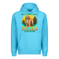Ocean Blue life is better with a golden retriever Premium Hoodie - texasbilliewilder