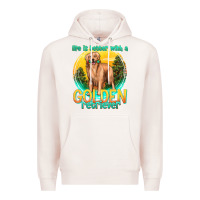 Pale Pink life is better with a golden retriever Premium Hoodie - texasbilliewilder