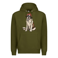 Army Green st bernard with bandanna Premium Hoodie - texasbilliewilder