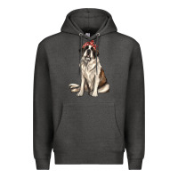 Charcoal Heather st bernard with bandanna Premium Hoodie - texasbilliewilder
