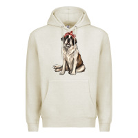 Oatmeal Heather st bernard with bandanna Premium Hoodie - texasbilliewilder
