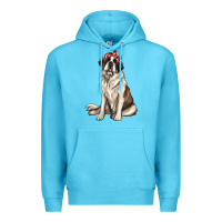 Ocean Blue st bernard with bandanna Premium Hoodie - texasbilliewilder