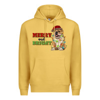Antique Gold merry and bright english bulldog Premium Hoodie - RanaPortraitStore