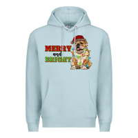 Blue Mist merry and bright english bulldog Premium Hoodie - RanaPortraitStore