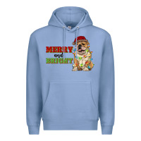 Colony Blue merry and bright english bulldog Premium Hoodie - RanaPortraitStore