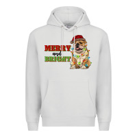 Dove Grey merry and bright english bulldog Premium Hoodie - RanaPortraitStore