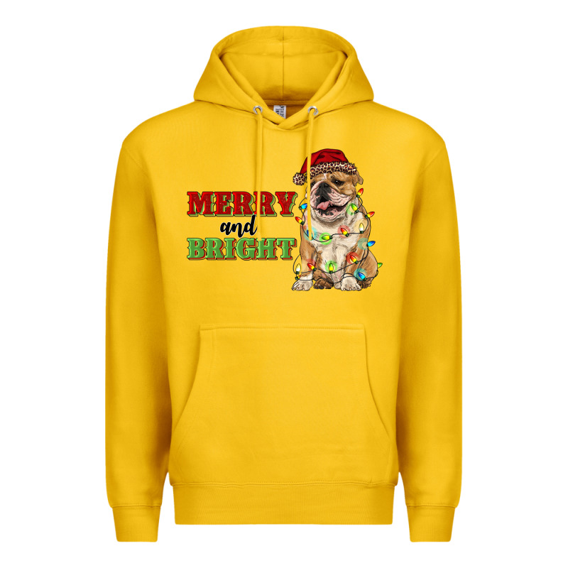 Merry And Bright English Bulldog Premium Hoodie by RanaPortraitStore | Teevron