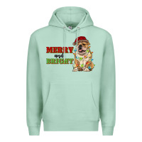 Seafoam merry and bright english bulldog Premium Hoodie - RanaPortraitStore