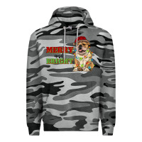 Slate Camo merry and bright english bulldog Premium Hoodie - RanaPortraitStore