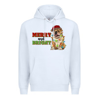 White merry and bright english bulldog Premium Hoodie - RanaPortraitStore