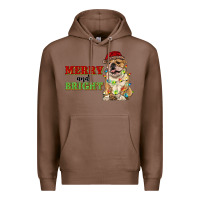 Chestnut merry and bright english bulldog Premium Hoodie - RanaPortraitStore