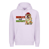 Lilac merry and bright english bulldog Premium Hoodie - RanaPortraitStore